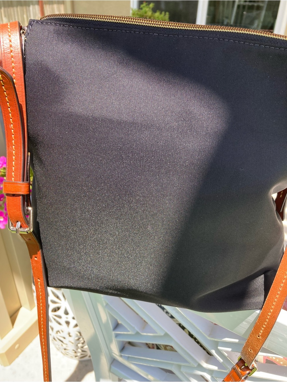 Dooney & Bourke Style Black Crossbody Bag with Brown Trim - Picture 9 of 10